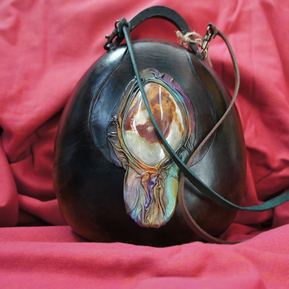Hand made bag with natural jasper